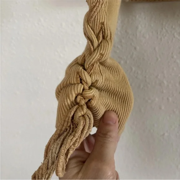 Free People FP One Womens Top XS Mustard Tasha Waffle Thermal Long Puff Sleeve - Picture 3 of 10